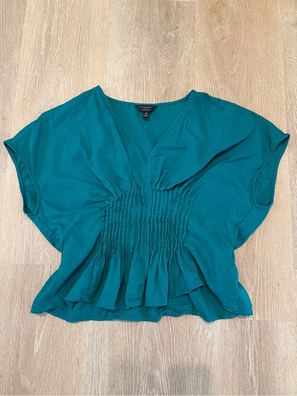 Banana Republic Factory LINEN-BLEND PINTUCK-WAIST TOP - Picture 2 of 5